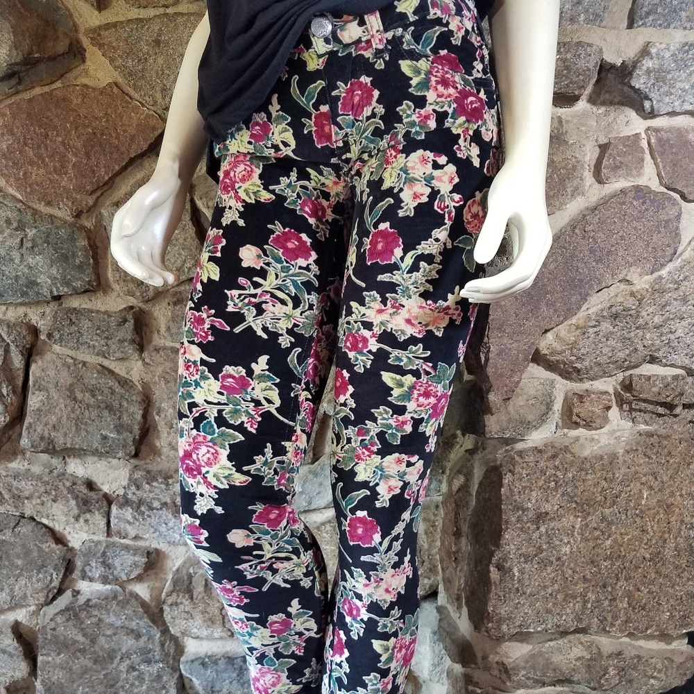 Free People Capris Skinny Pant Floral Corduroy
